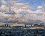 Tom Thomson - Cottage on a Rocky Shore 1914